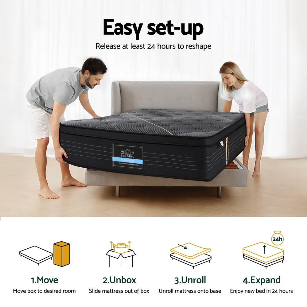 Giselle Bedding King Single Mattress 35cm Bamboo Charcoal Foam with Enhanced 6-turn Pocket Spring