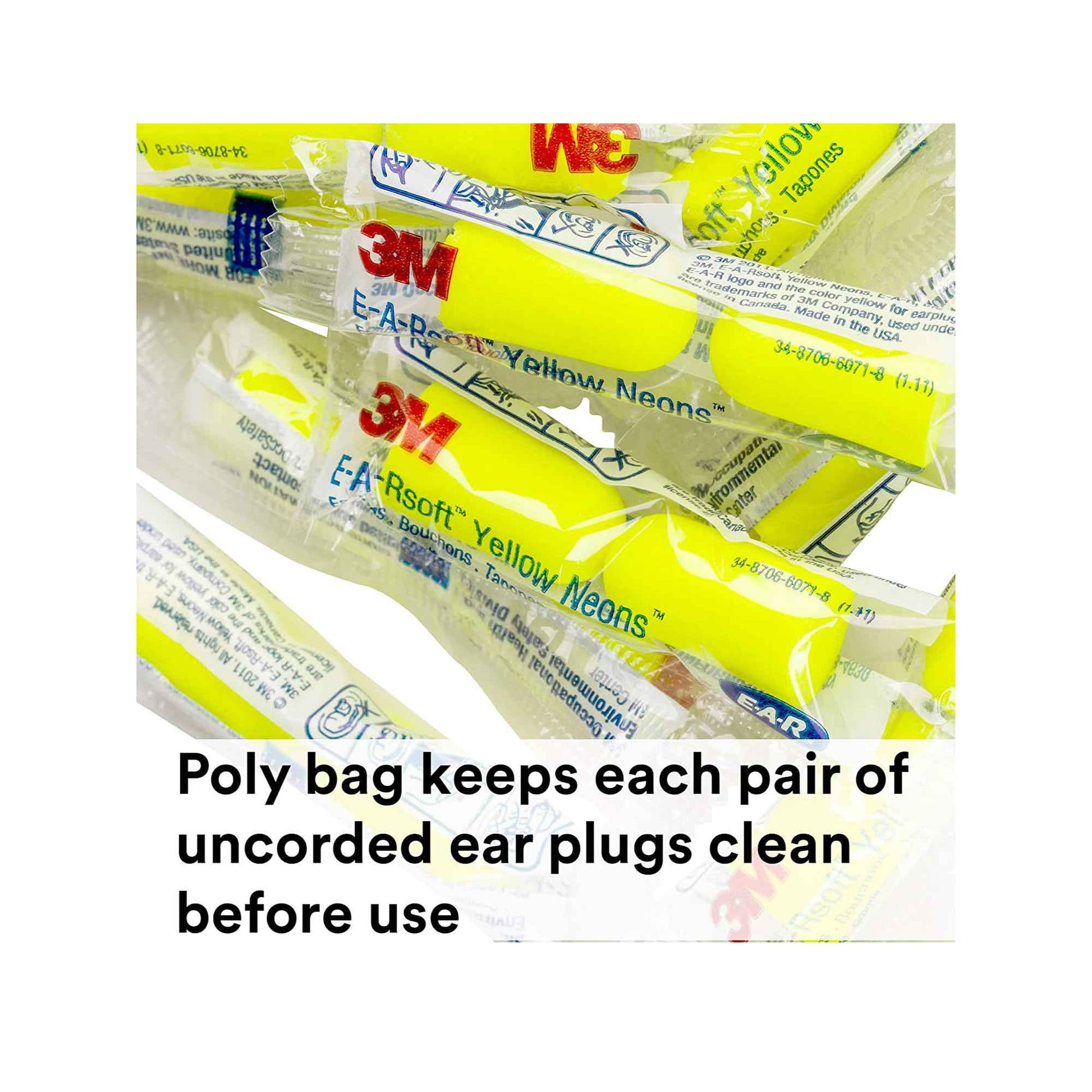 3M Foam Safety Neon Earplugs Workplace Noise Reduction Uncorded Disposable Plug