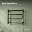 Tatibah 4 Bar Heated Towel Rack Electric Warming Rails + Timer Matte Black