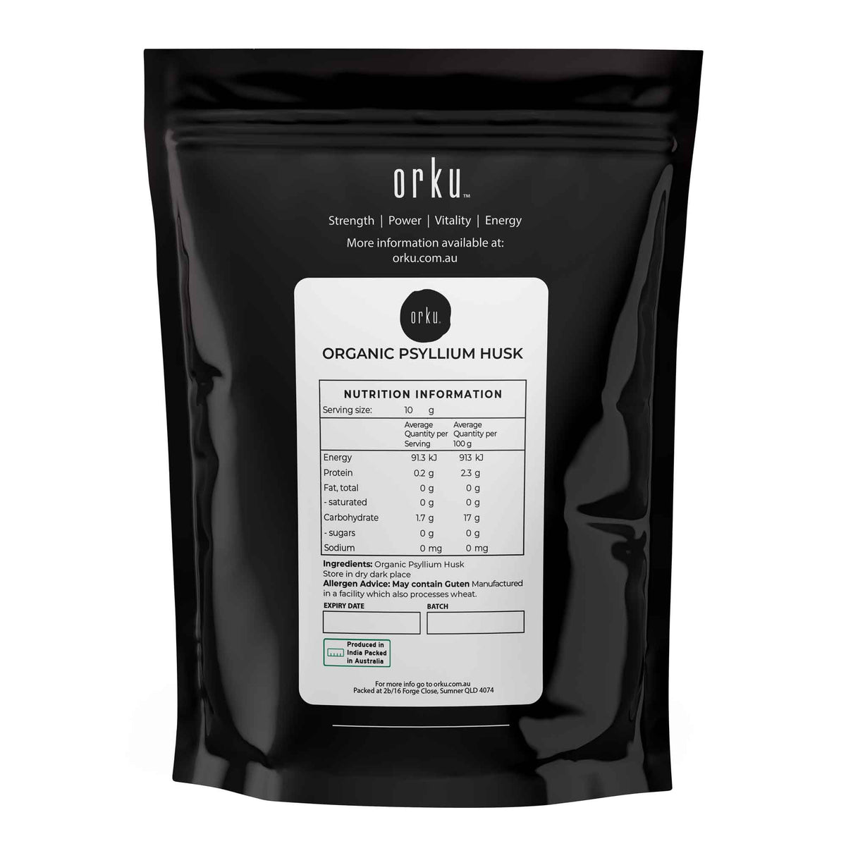 400g Organic Psyllium Husk - Bag Isabgol Ispaghula Natural Fibre Source
