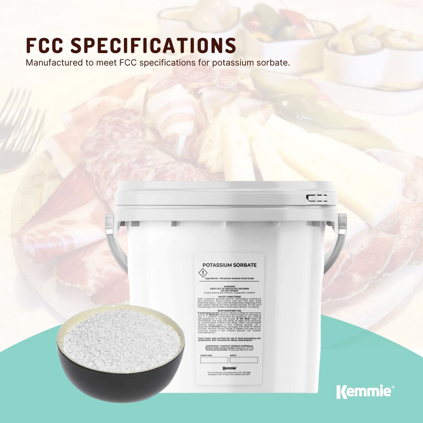 Kemmie Potassium Sorbate Granules E202 Preservative Cosmetic Brewing Tubs