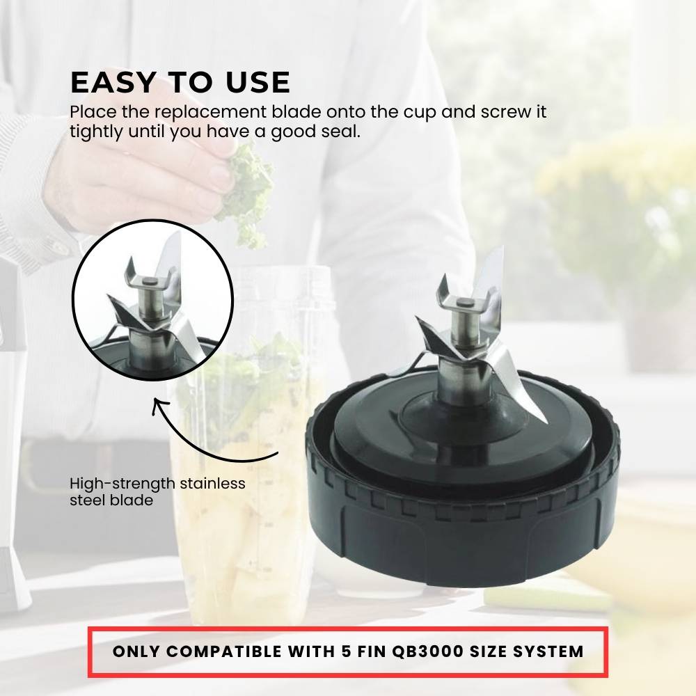 5 Fin 85mm Blade Replacement Compatible with Nutri Ninja QB3000 - Not Auto IQ