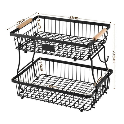 5-Star Chef 2 Tier Fruit Basket Bowl Detachable Kitchen Food Storage Stand