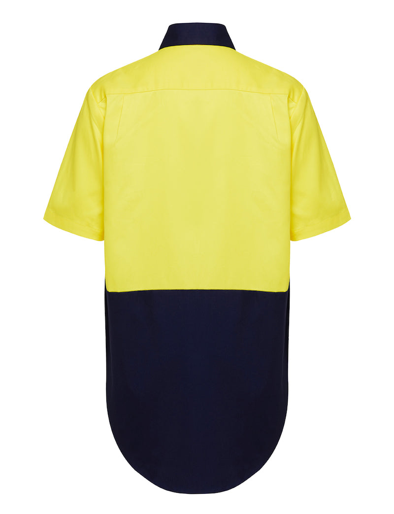 5 x Hard Yakka Core Hi Vis 2 Tone Short Sleeve Lightweight Vented Shirt - Yellow