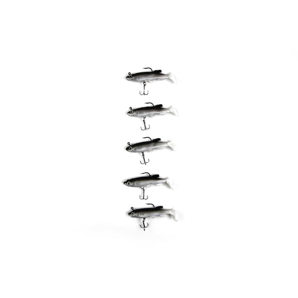 5 x Soft Plastic Vibe Freshwater Lures Mullet Flathead Jig Heads Cod Fishing