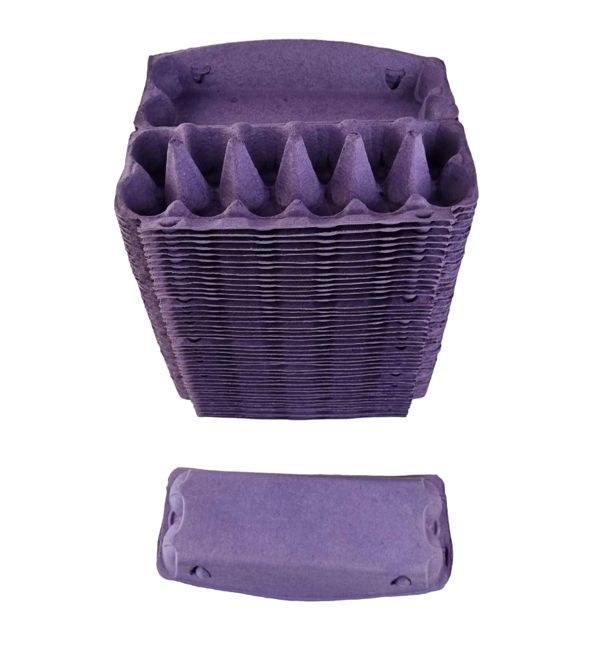 50 Recyclable 12-Egg Egg Cartons Full Dozen - Brown / Charcoal / Green / Purple