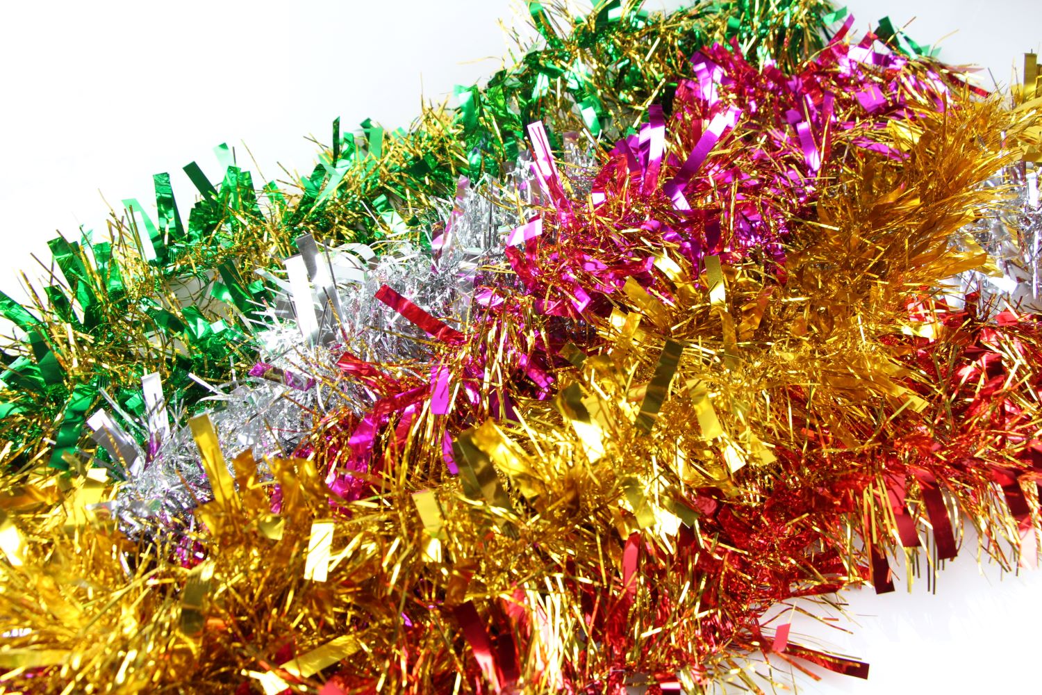 50 X Christmas Tinsel Thick 2-Tone Xmas Garland Tree Decorations - Assorted Pack