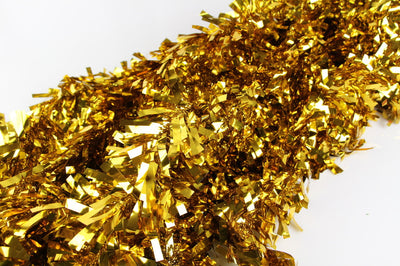 50 X Christmas Tinsel Thick Xmas Garland Tree Decorations - Gold