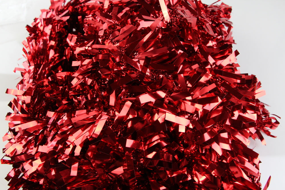 50 X Christmas Tinsel Thick Xmas Garland Tree Decorations - Red