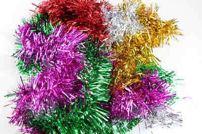 50 X Christmas Tinsel Thin Xmas Garland Tree Decorations - Assorted Pack