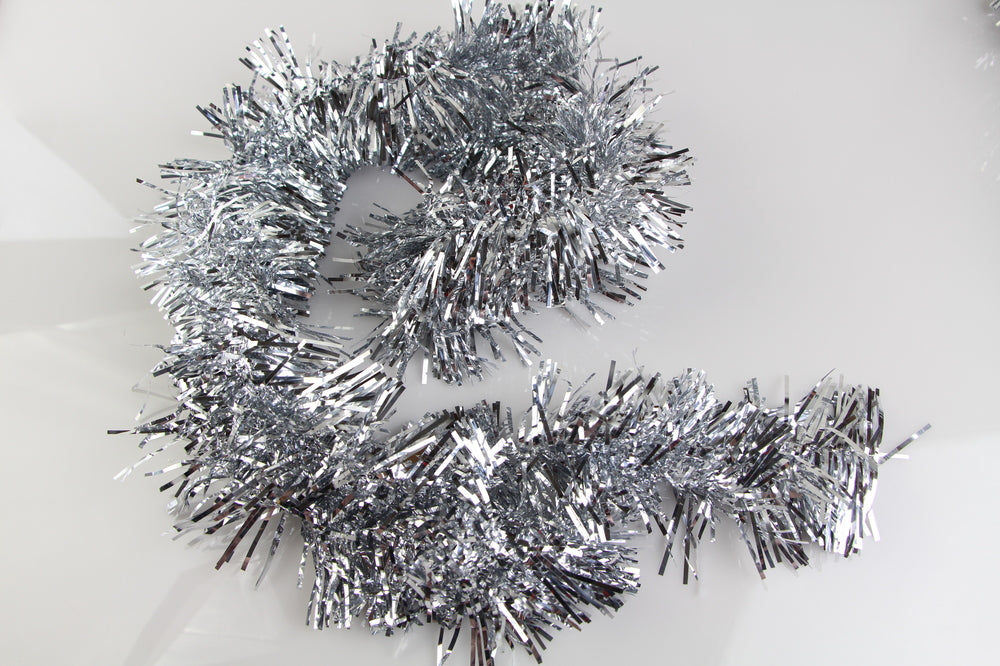 50 X Christmas Tinsel Thin Xmas Garland Tree Decorations - Silver