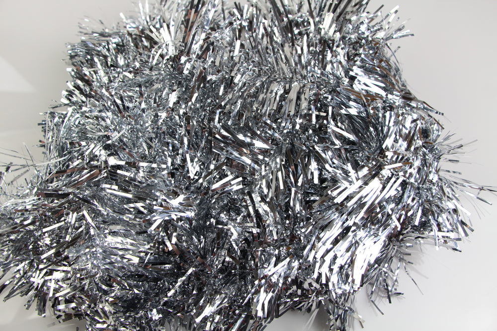 50 X Christmas Tinsel Thin Xmas Garland Tree Decorations - Silver
