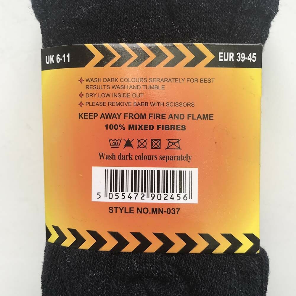 6 Pairs X Mens Heavy Duty Thermal Cotton Work Winter Crew Socks