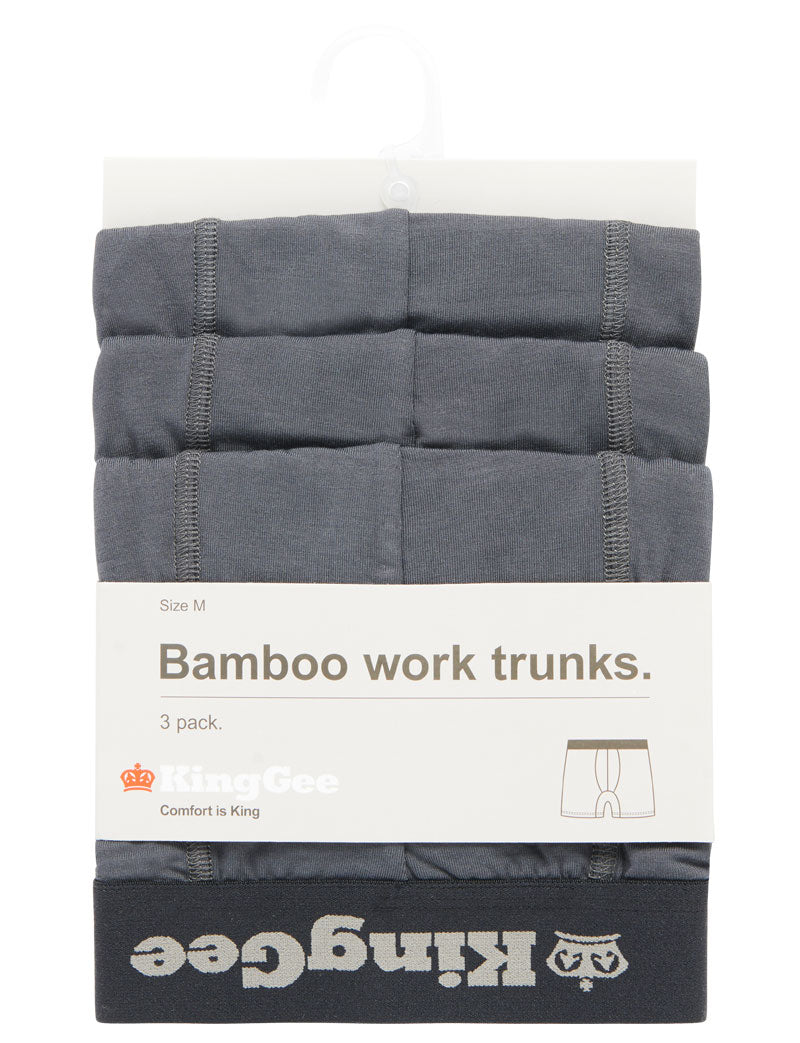 6 x Mens Kinggee Bamboo Trunks Underwear Charcoal K19005