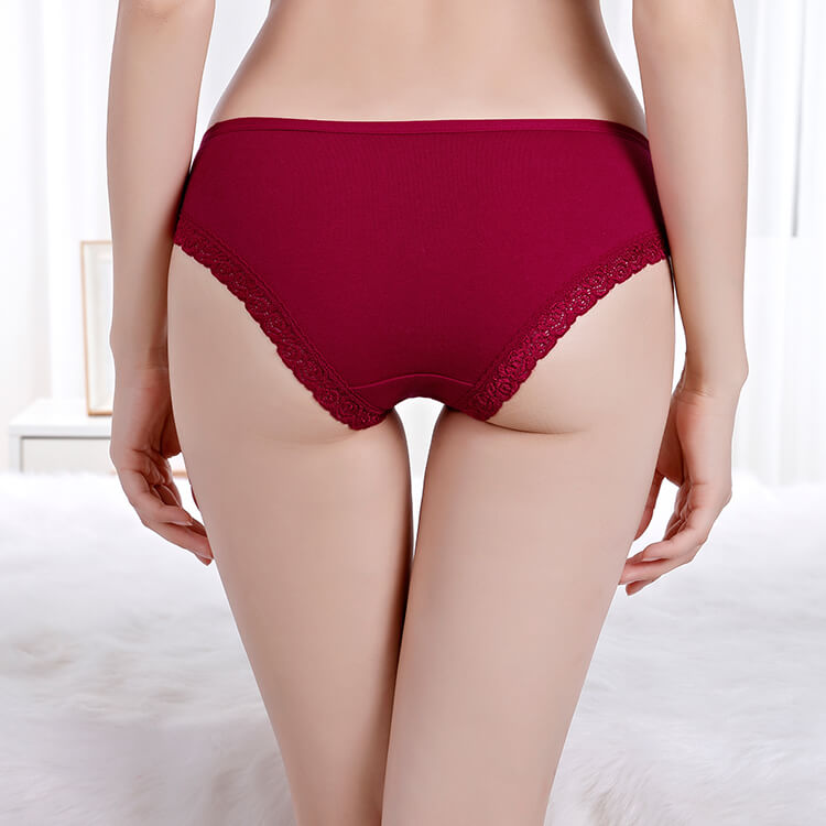 6 x Womens Solid Panties Briefs Cotton Assorted Underwear With Lace & Bow