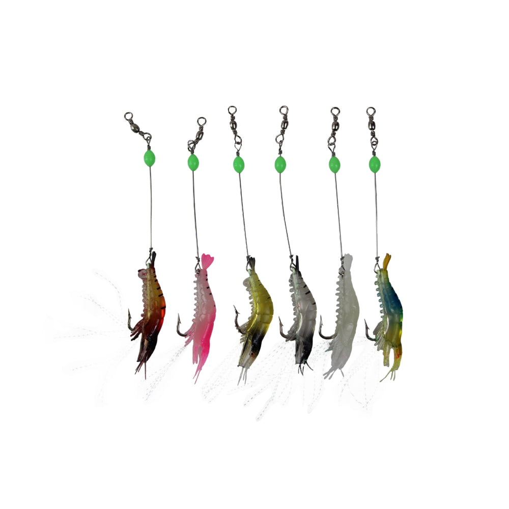 60 X Plastic Fishing Lures Soft Tackle Prawn Shrimp Flathead Bream Cod Bass Glow