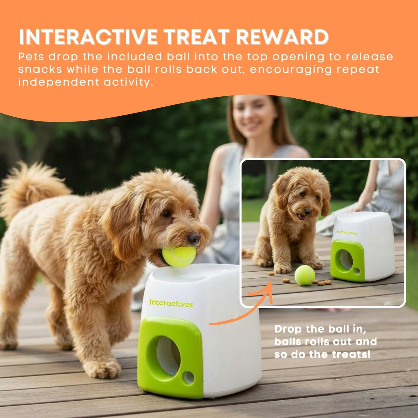 AFP Interactive Treat Reward Dog Toy - Enrichment Play Ball Drop Snack Dispenser