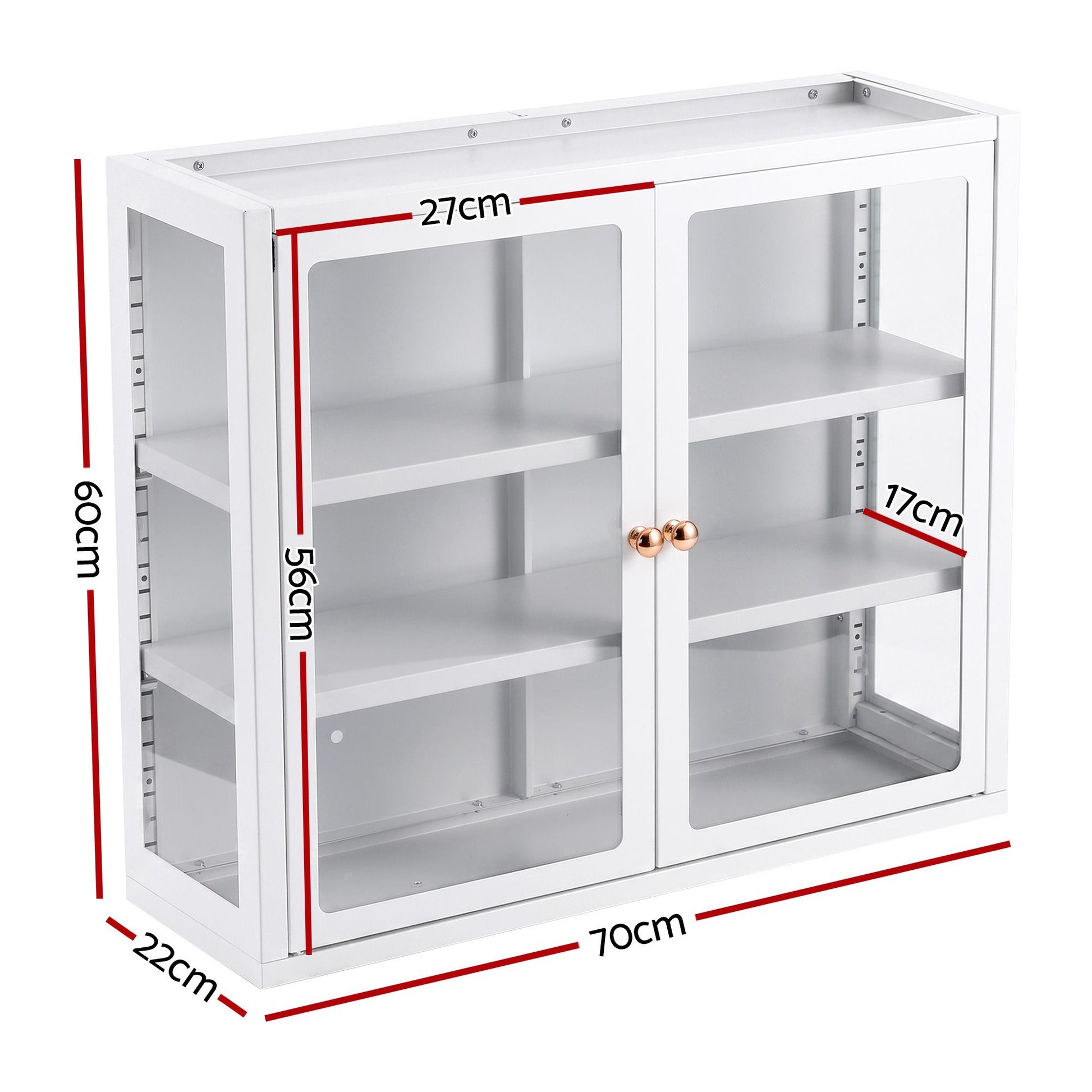 Artiss Buffet Cabinet Sideboard Wall Mounted Clear Display Storage 60cm White