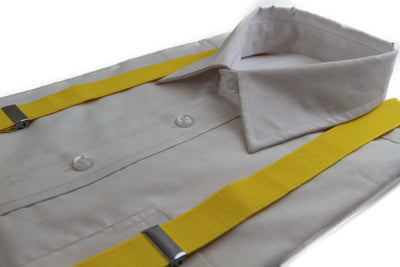 Adjustable 100cm Yellow Adult Mens Suspenders