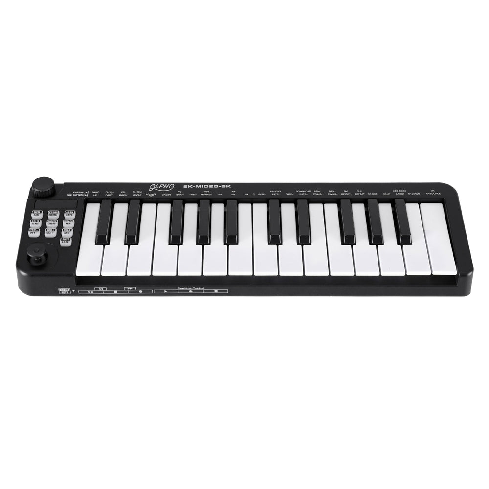 Alpha 25-Key MIDI Keyboard Controller Portable USB Laptop Black