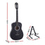 Alpha 38 Inch Classical Acoustic Guitar with Folding Stand Capo and String Set Black