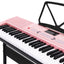 Alpha 61 Keys Electronic Piano Keyboard Digital Electric w/ Stand Lighted Pink