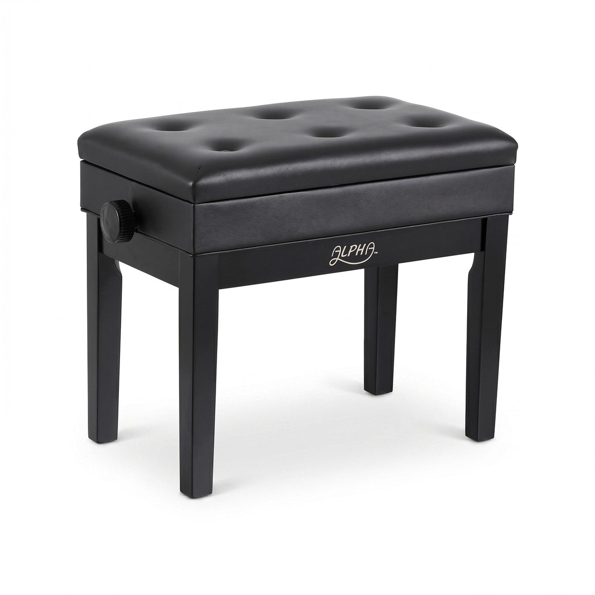 Alpha Adjustable Piano Bench Wooden Keyboard Seat Padded Music Chair Black