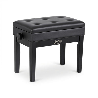 Alpha Adjustable Piano Bench Wooden Keyboard Seat Padded Music Chair Black