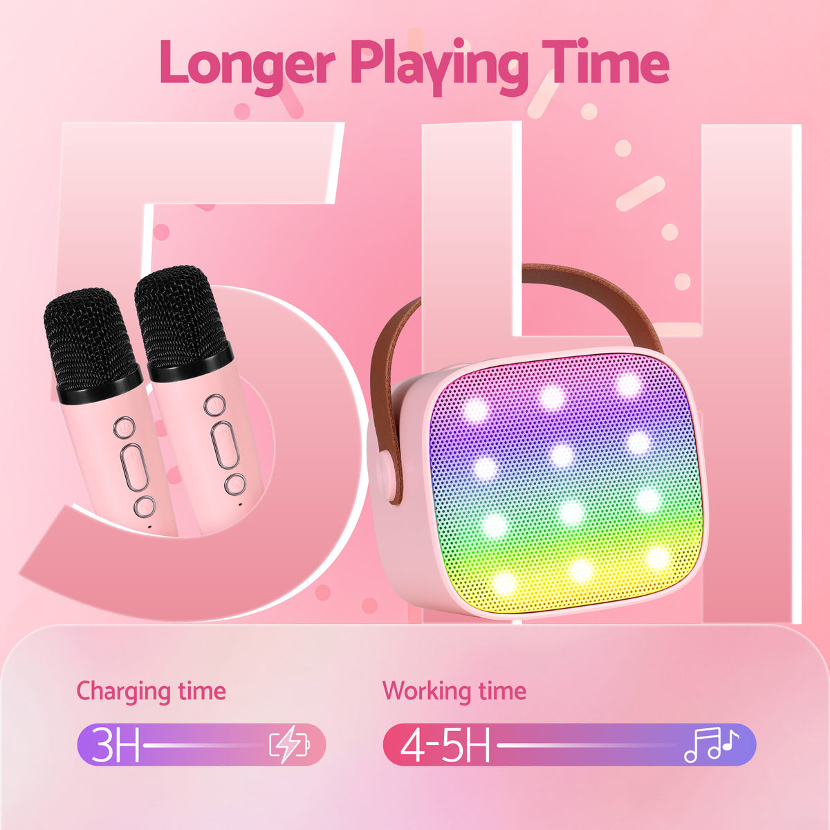 Alpha Mini Portable Karaoke Machine for Adults Kids with 2 Wireless Microphones