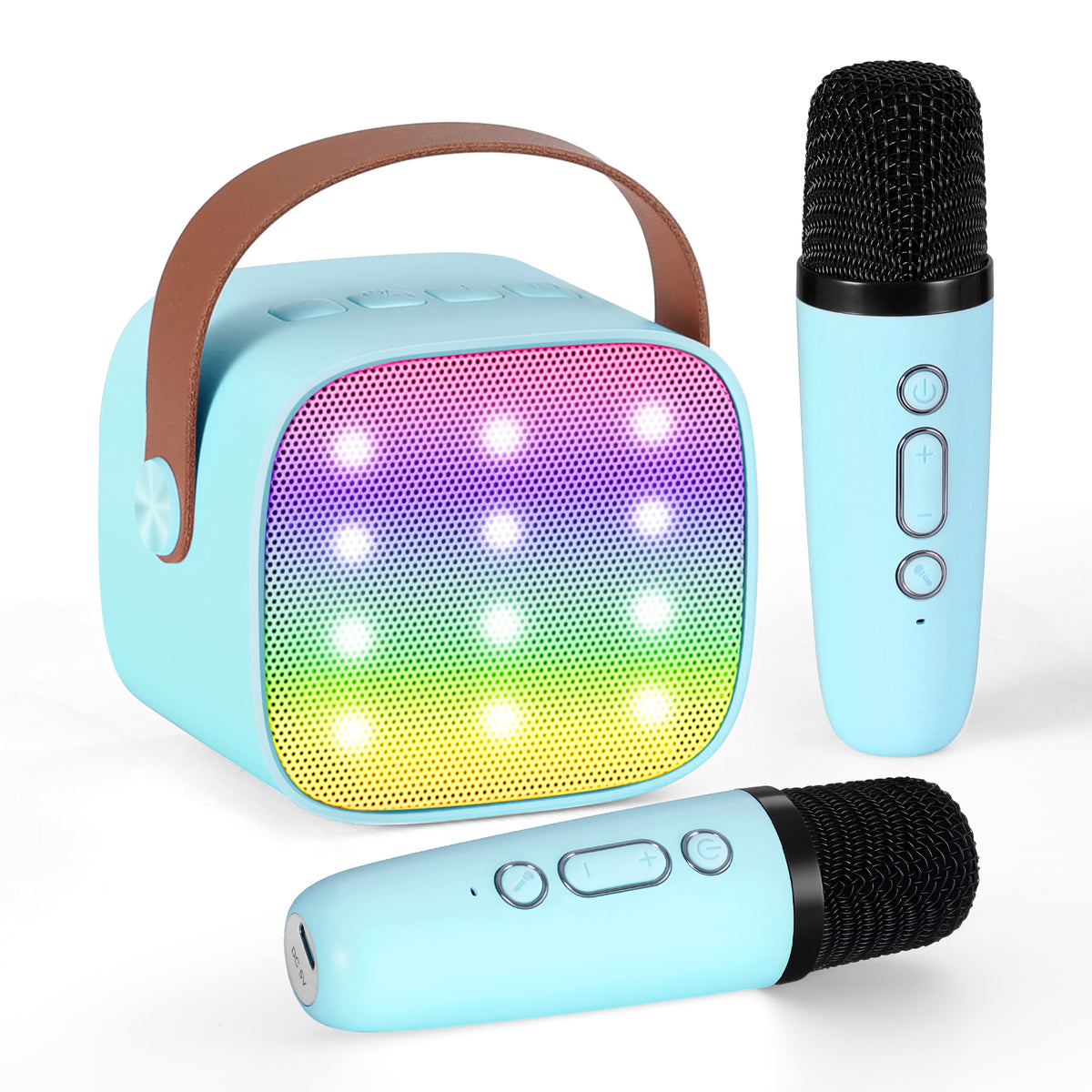 Alpha Mini Portable Karaoke Machine for Adults Kids with 2 Wireless Microphones