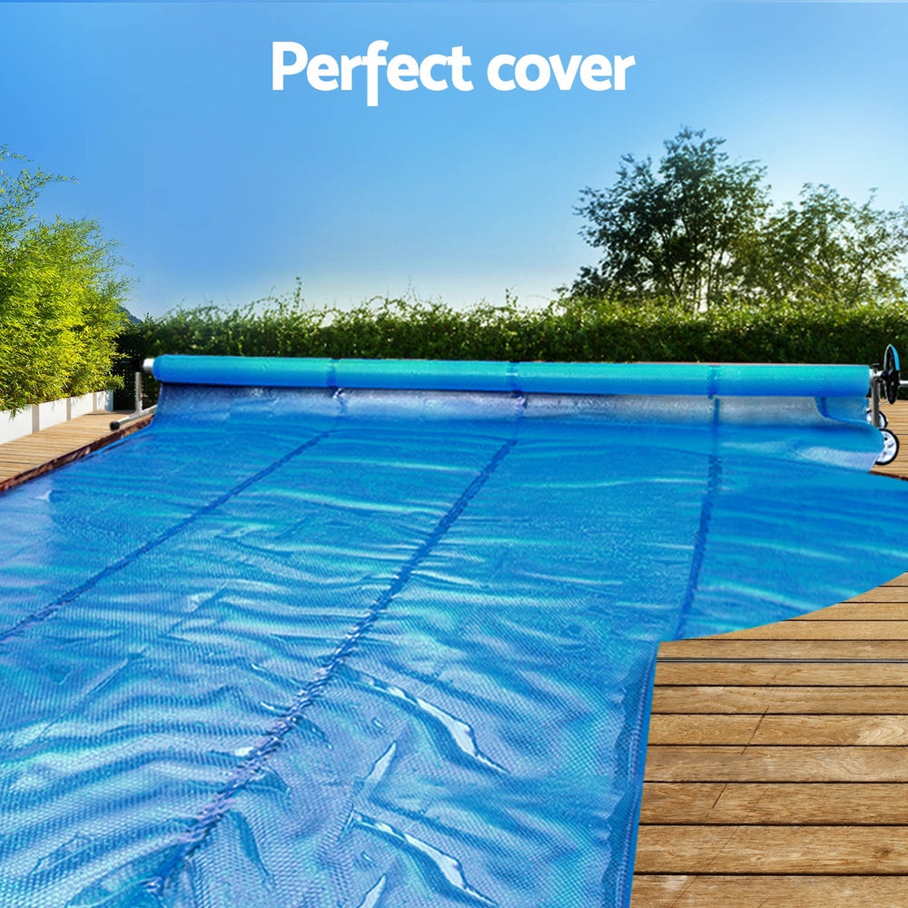 Aqua Buddy Pool Cover 11x6.2m 400 Micron Silver Swimming Pool Solar Blanket 6.55m Roller