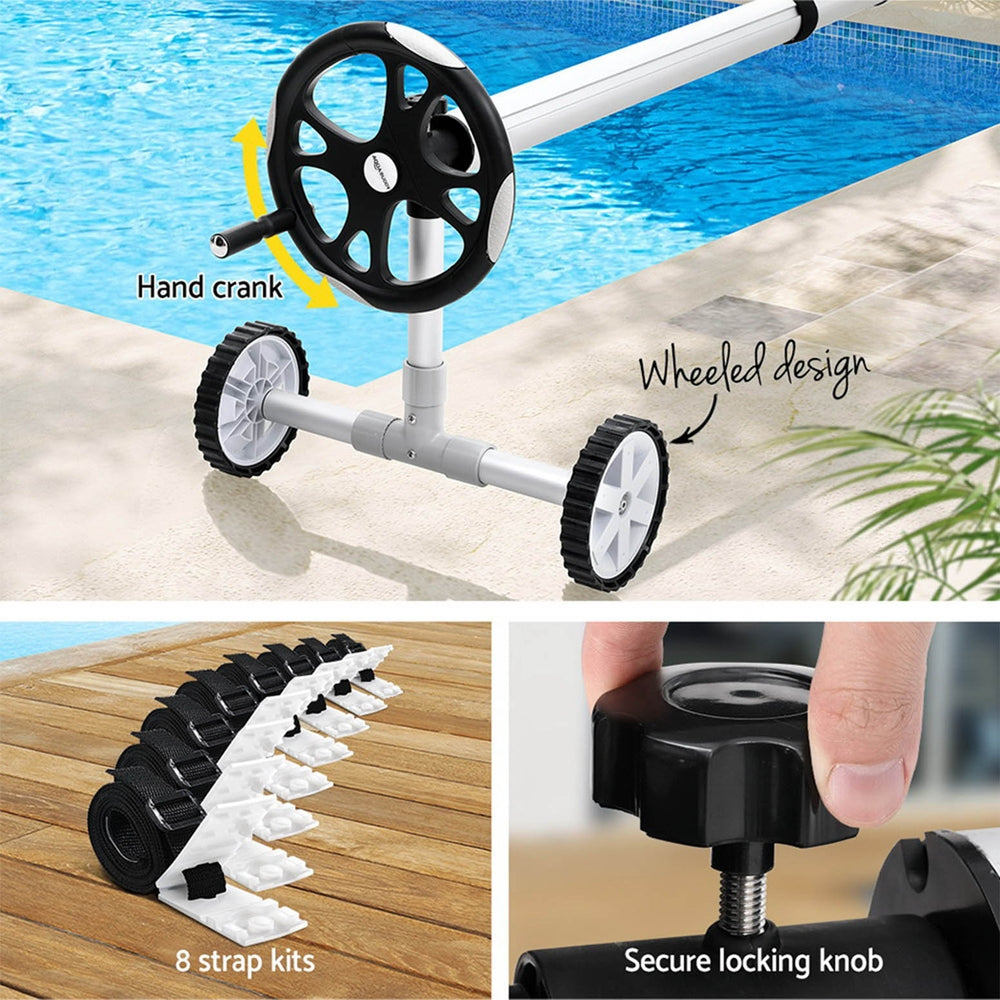 Aqua Buddy Pool Cover 11x6.2m 400 Micron Silver Swimming Pool Solar Blanket 6.55m Roller