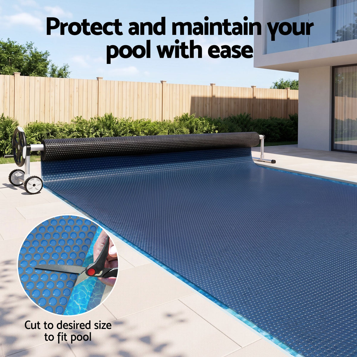 Aqua Buddy Pool Cover 500 Micron 6.5x3m w/ Roller 5.55m Swimming Pools Black Solar Blanket
