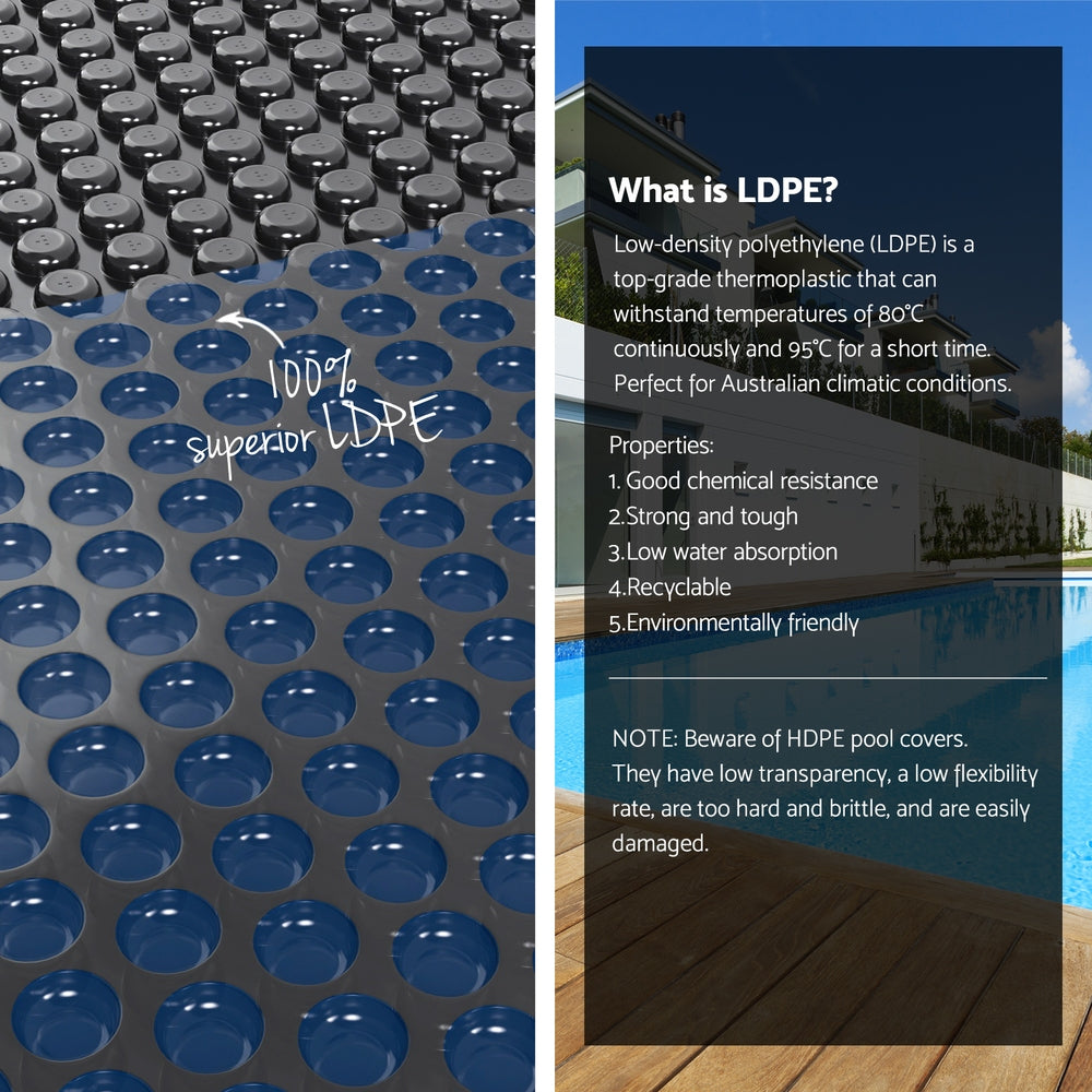 Aqua Buddy Pool Cover 7x4m 600 Micron w/ Roller 5.55m Black Solar Blanket
