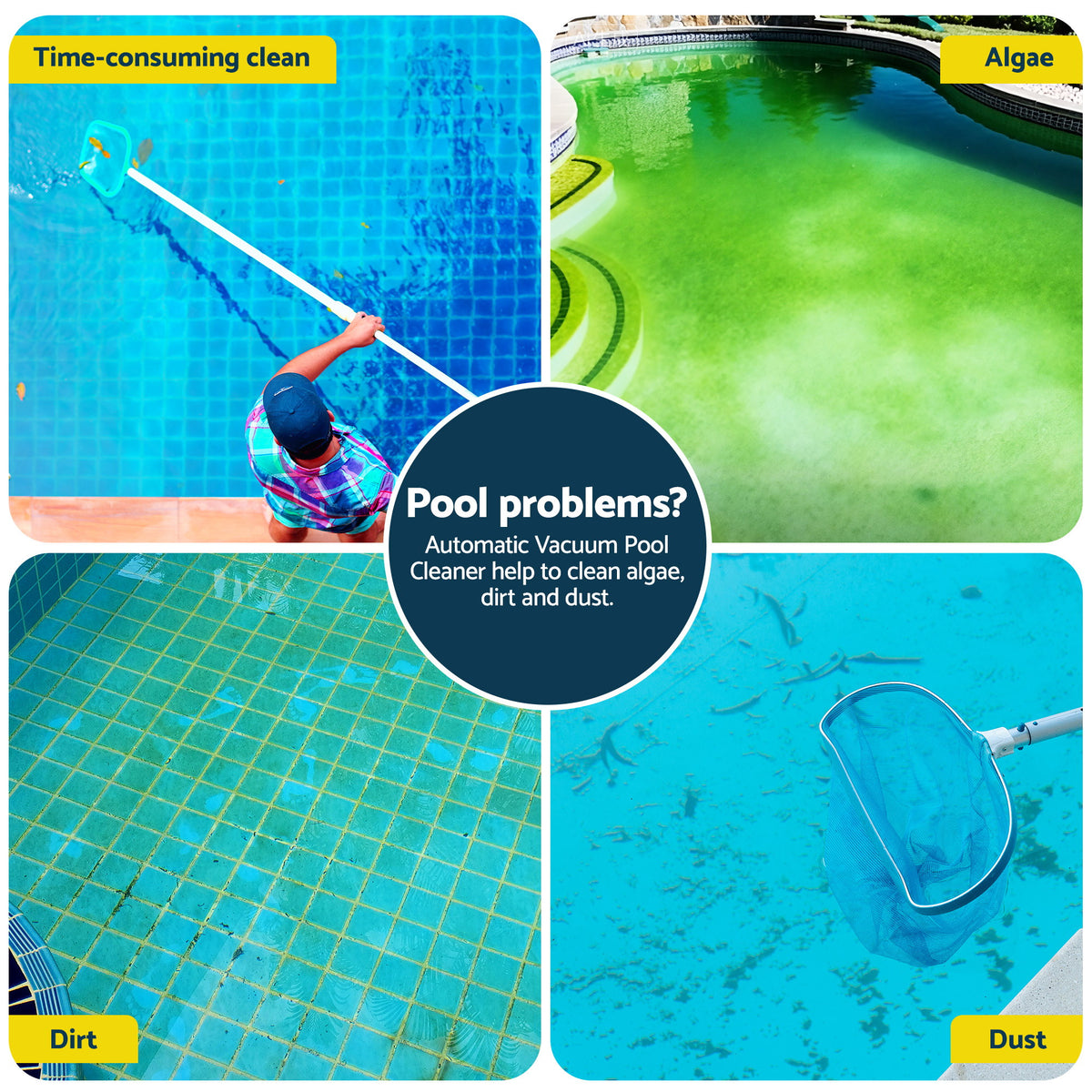 Aqua Buddy Vacuum Pool Cleaner Automatic Swimming Pool Floor Climb Wall Grey