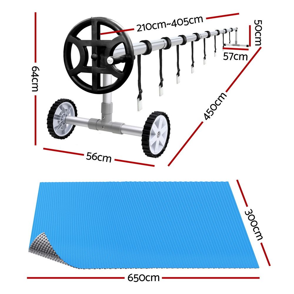 Aquabuddy Pool Cover 500 Micron 6.5x3m Silver Swimming Pool Solar Blanket 4m Roller
