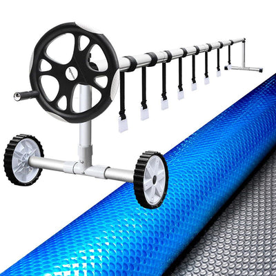 Aquabuddy Pool Cover 500 Micron 8.5x4.2m Silver Swimming Pool Solar Blanket 5.5m Roller