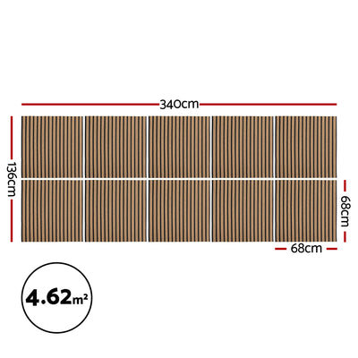 Artiss 10PCS Peel and Stick Wall Panels Tiles 68X68CM Self Adhesive for Home Office Studio Brown