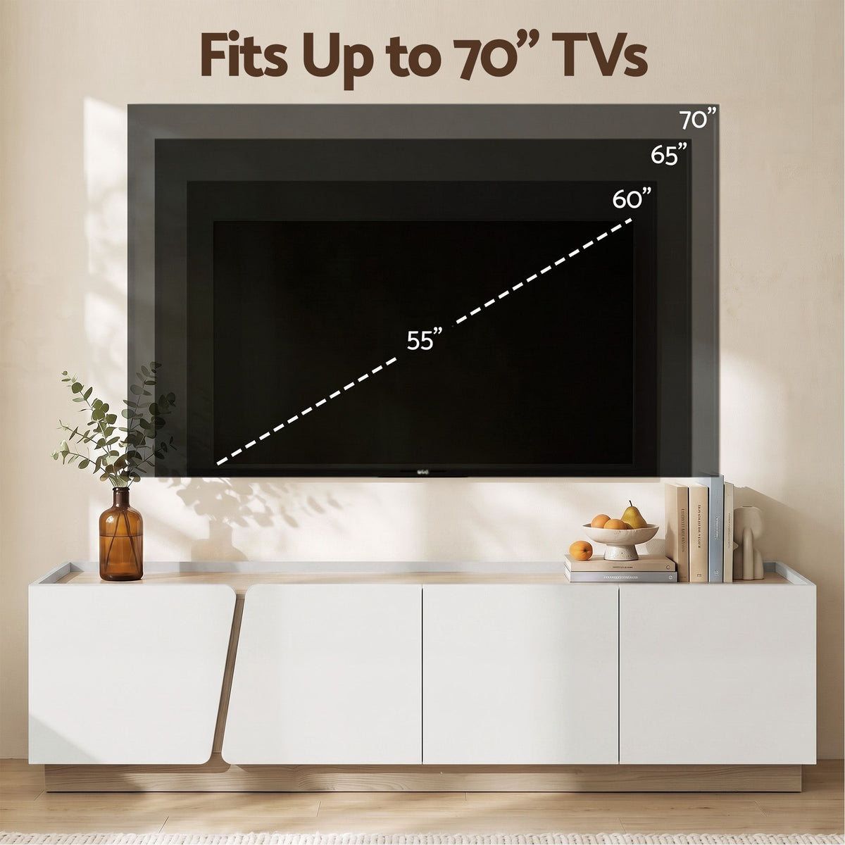 Artiss 180cm TV Unit Storage Cabinet Living Room White & Wood