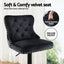 Artiss 1x Velvet Bar Stool Adjustable Height Nailhead Trim Kitchen Counter Stool