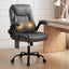 Artiss 2 Point Massage Office Chair Leather Mid Back Grey