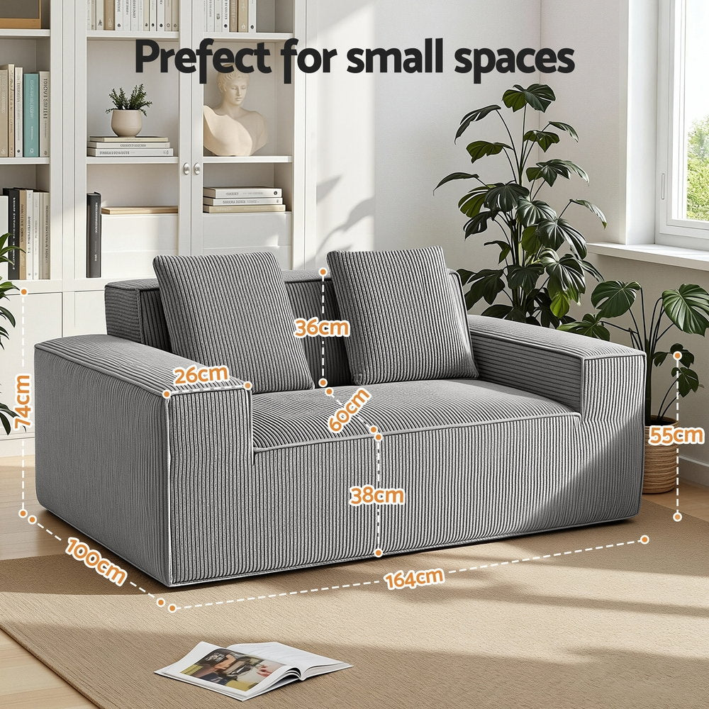 Artiss 2 Seater Sofa Loveseat Sofas Bed Couch No Assembly Corduroy Small Couches Apartement
