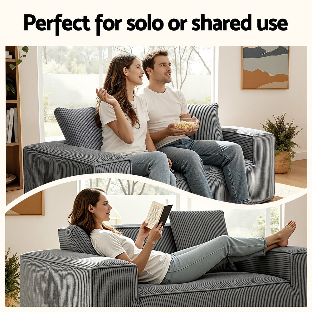 Artiss 2 Seater Sofa Loveseat Sofas Bed Couch No Assembly Corduroy Small Couches Apartement