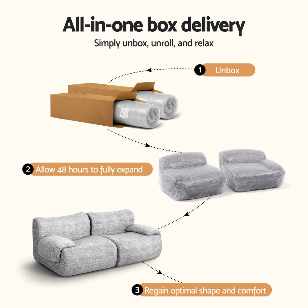 Artiss 2 Seater Sofa Modular Sectional Sofas Couch Bed No Assembly Living Room Grey