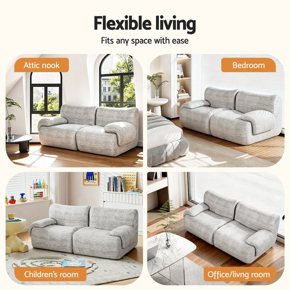 Artiss 2 Seater Sofa Modular Sectional Sofas Couch Bed No Assembly Living Room Grey
