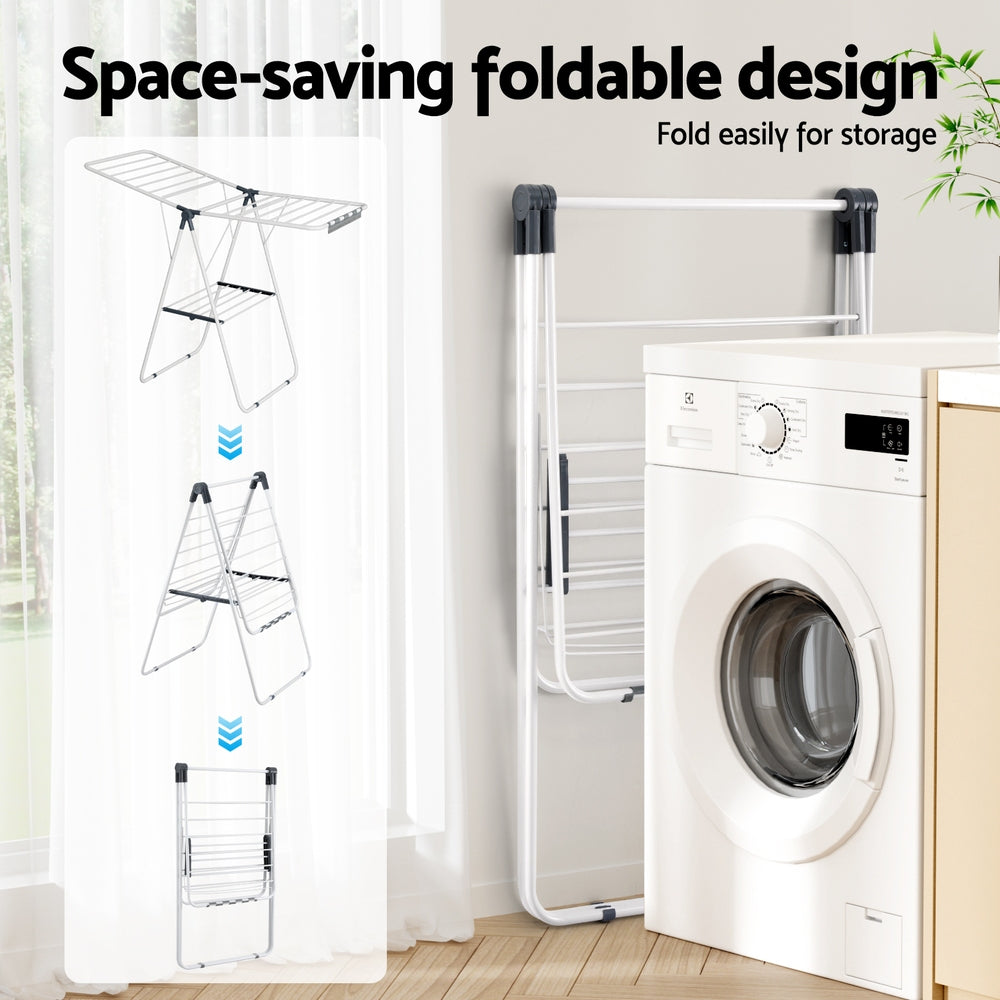 Artiss 2 Tier Clothes Rack Airer Foldable 139CM White