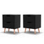 Artiss 2 x Bedside Table 2 Drawers - BODEN Black