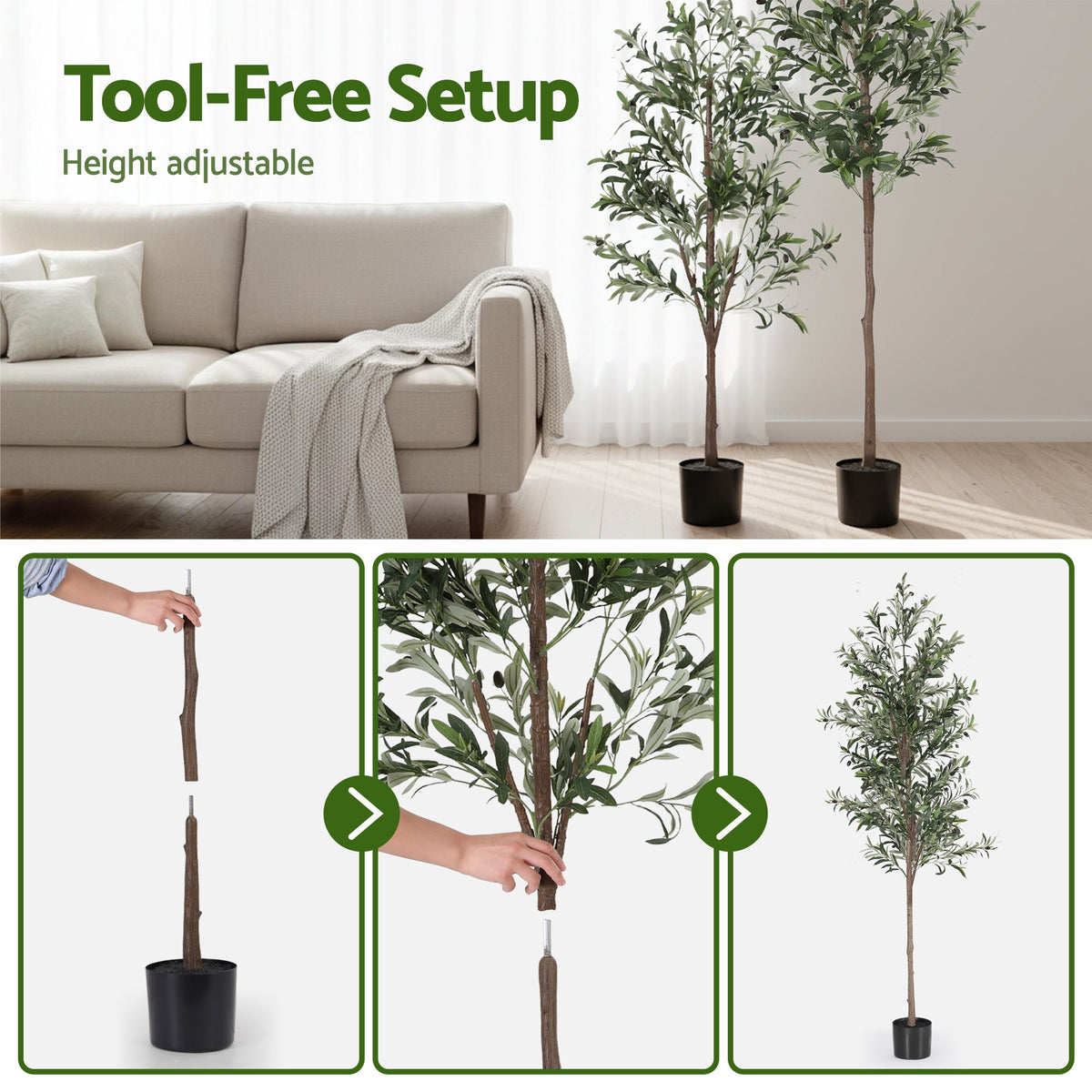 Artiss 210cm Artificial Olive Tree Faux Trees Indoor Decor Artificial Plants Lifelike Plant 2.1M