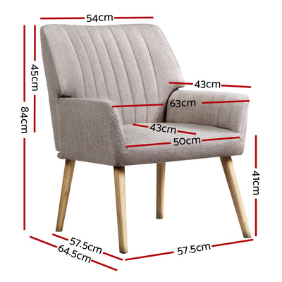 Artiss 2X Armchair Faux Fabric Beige