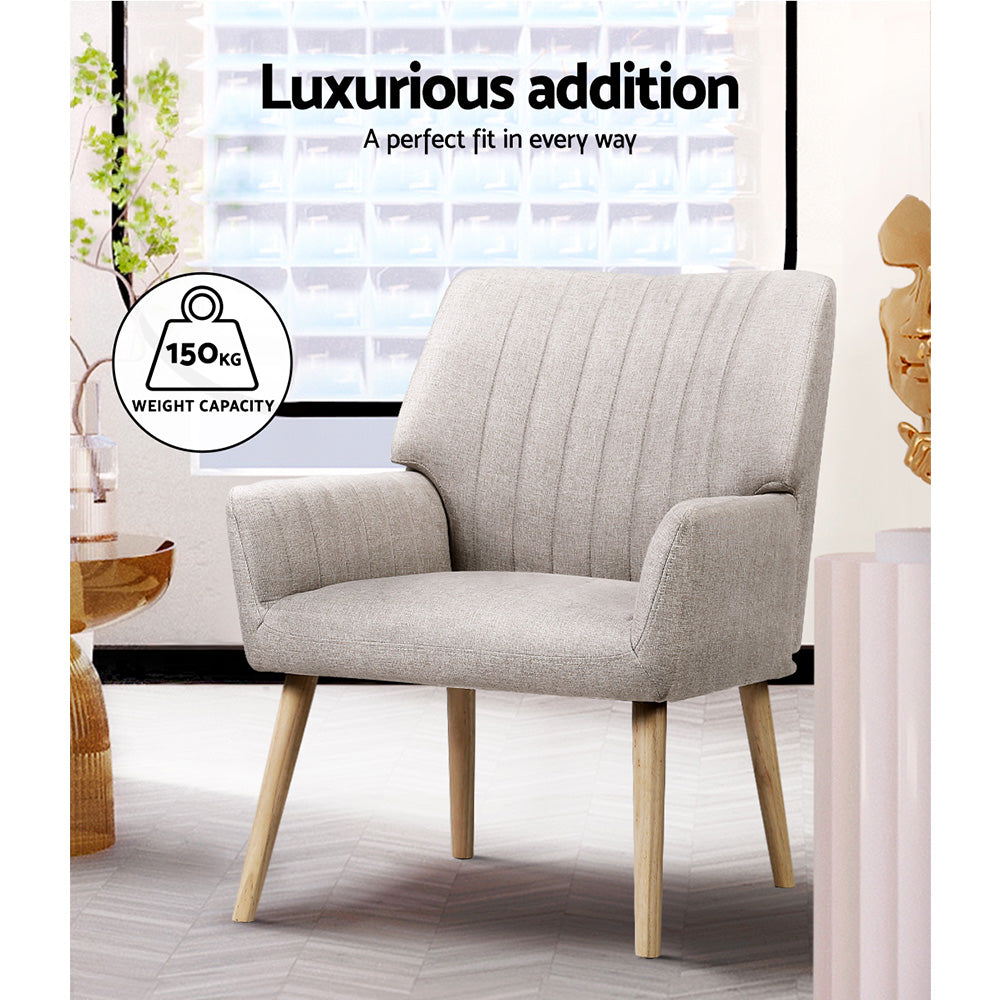 Artiss 2X Armchair Faux Fabric Beige